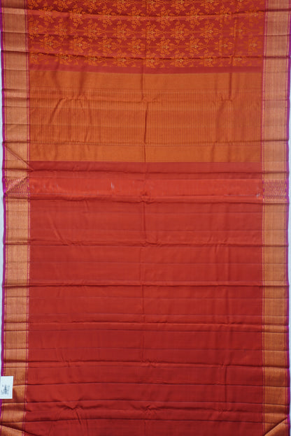 Kanchipuram Silk Jacquard Brown Saree