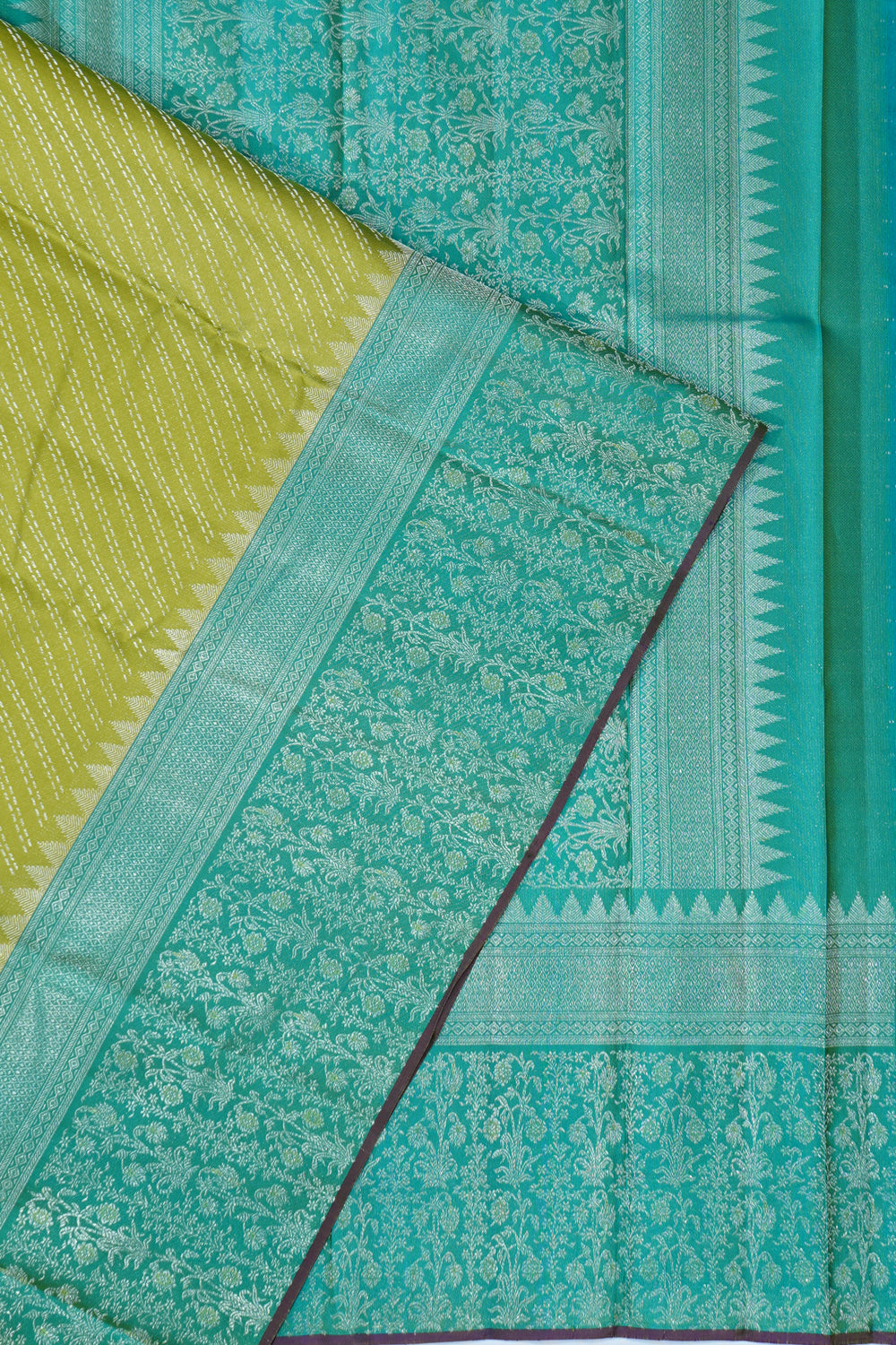 Kanchipuram Silk Brocade Mehendi Green Saree