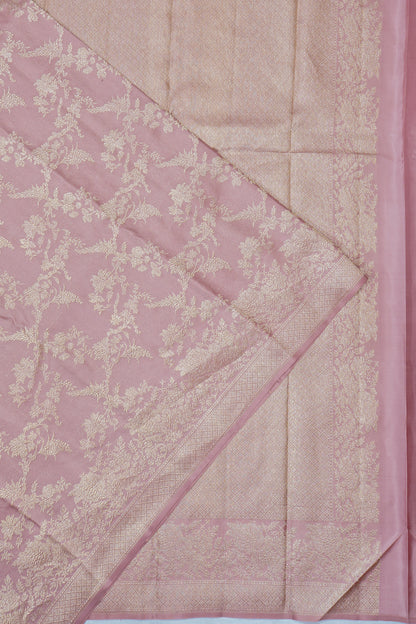 Kanchipuram Silk Tissue Jaal Peach Saree
