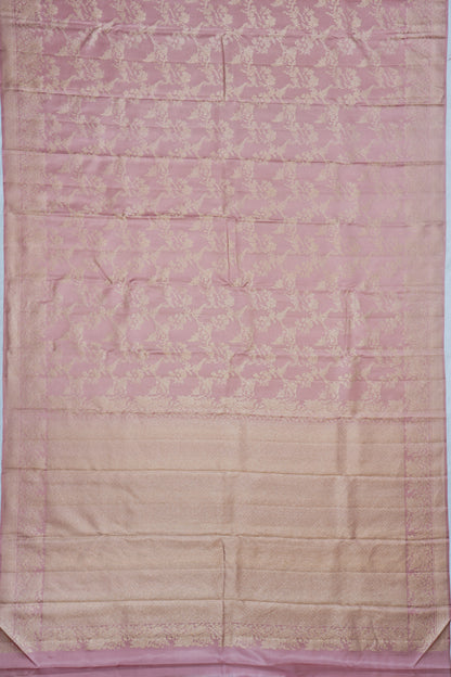 Kanchipuram Silk Tissue Jaal Peach Saree