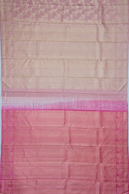 Kanchipuram Silk Tissue Jaal Peach Saree