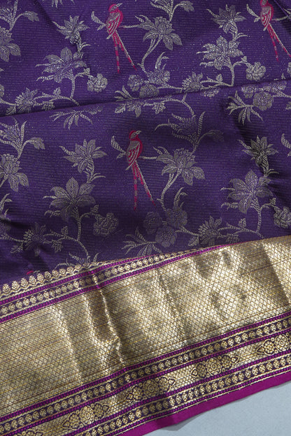 Kanchipuram Silk Jaal Purple Saree