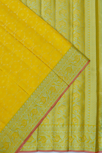 Kanchipuram Silk Jaal Yellow Saree