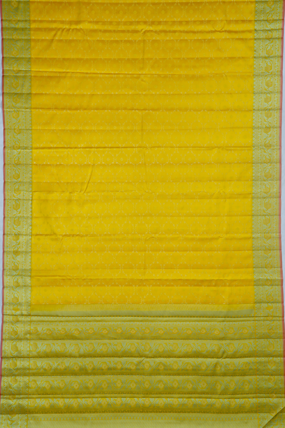 Kanchipuram Silk Jaal Yellow Saree