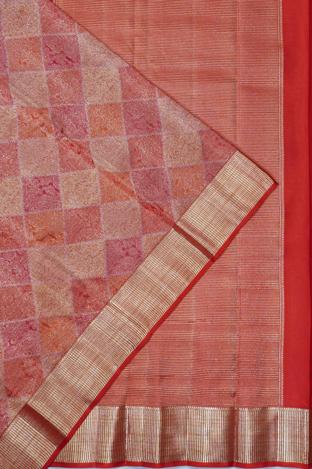 Kanchipuram Silk Geometrical Brocade Pink Saree