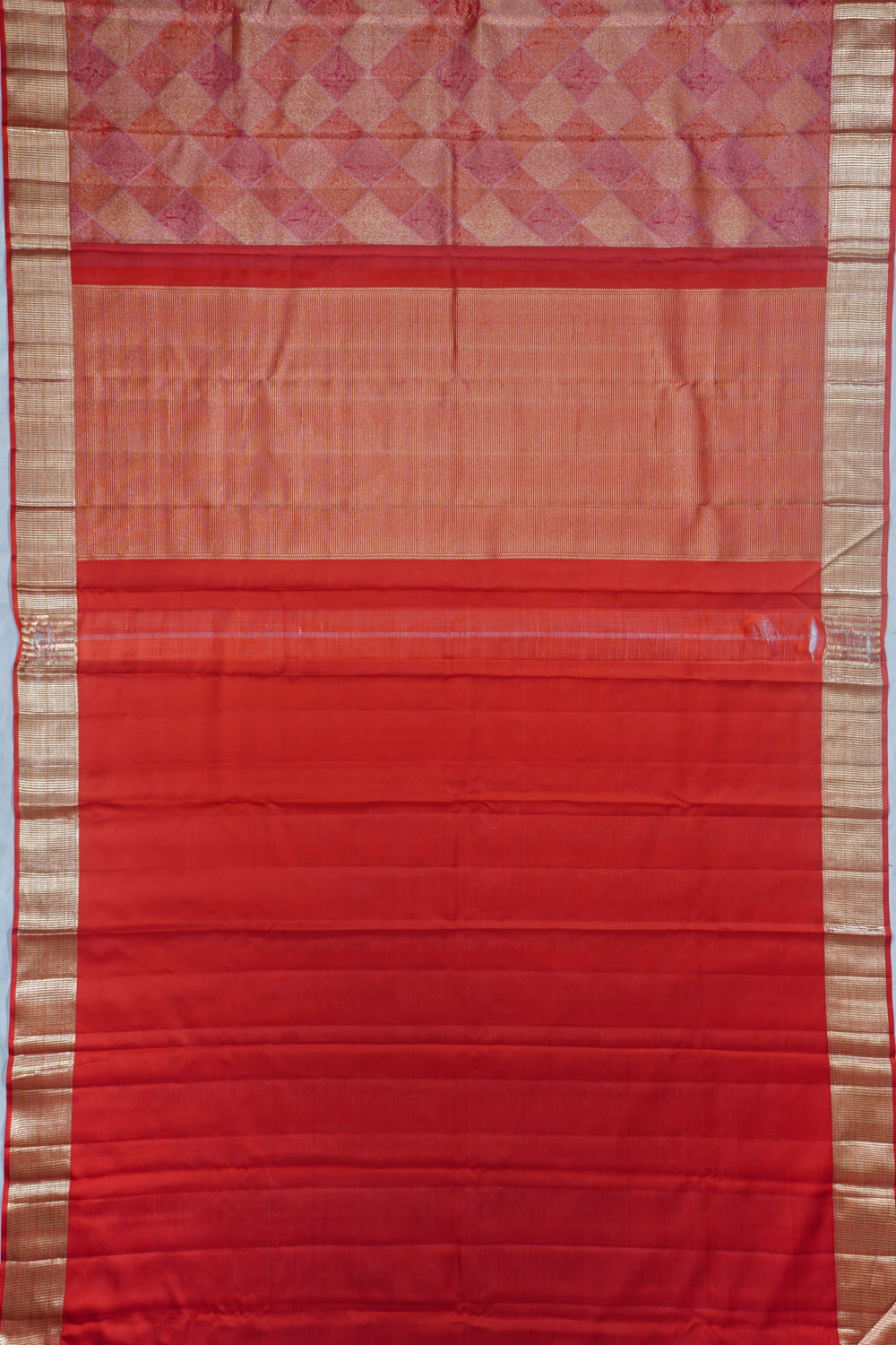 Kanchipuram Silk Geometrical Brocade Pink Saree