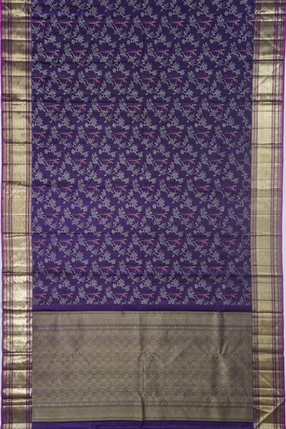 Kanchipuram Silk Tissue Jaal Purple Sare