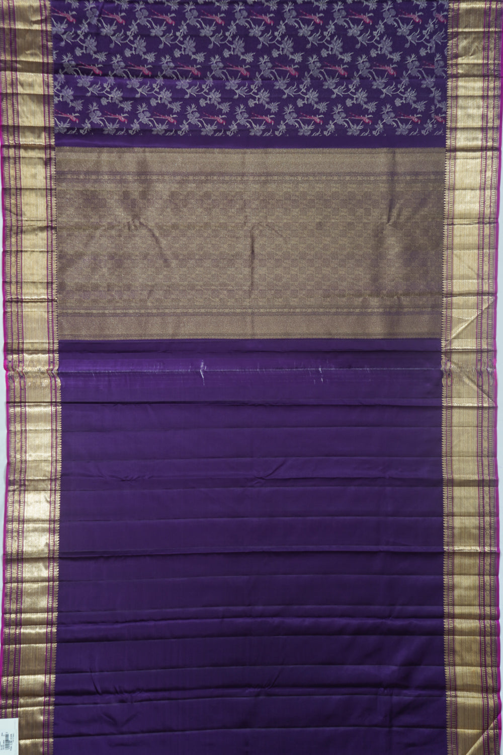 Kanchipuram Silk Tissue Jaal Purple Sare