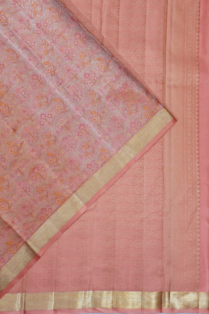 Kanchipuram Silk Tissue Brocade Pink Saree