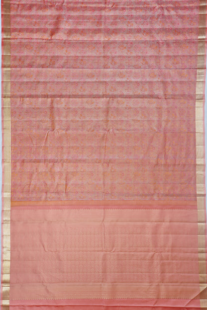 Kanchipuram Silk Tissue Brocade Pink Saree