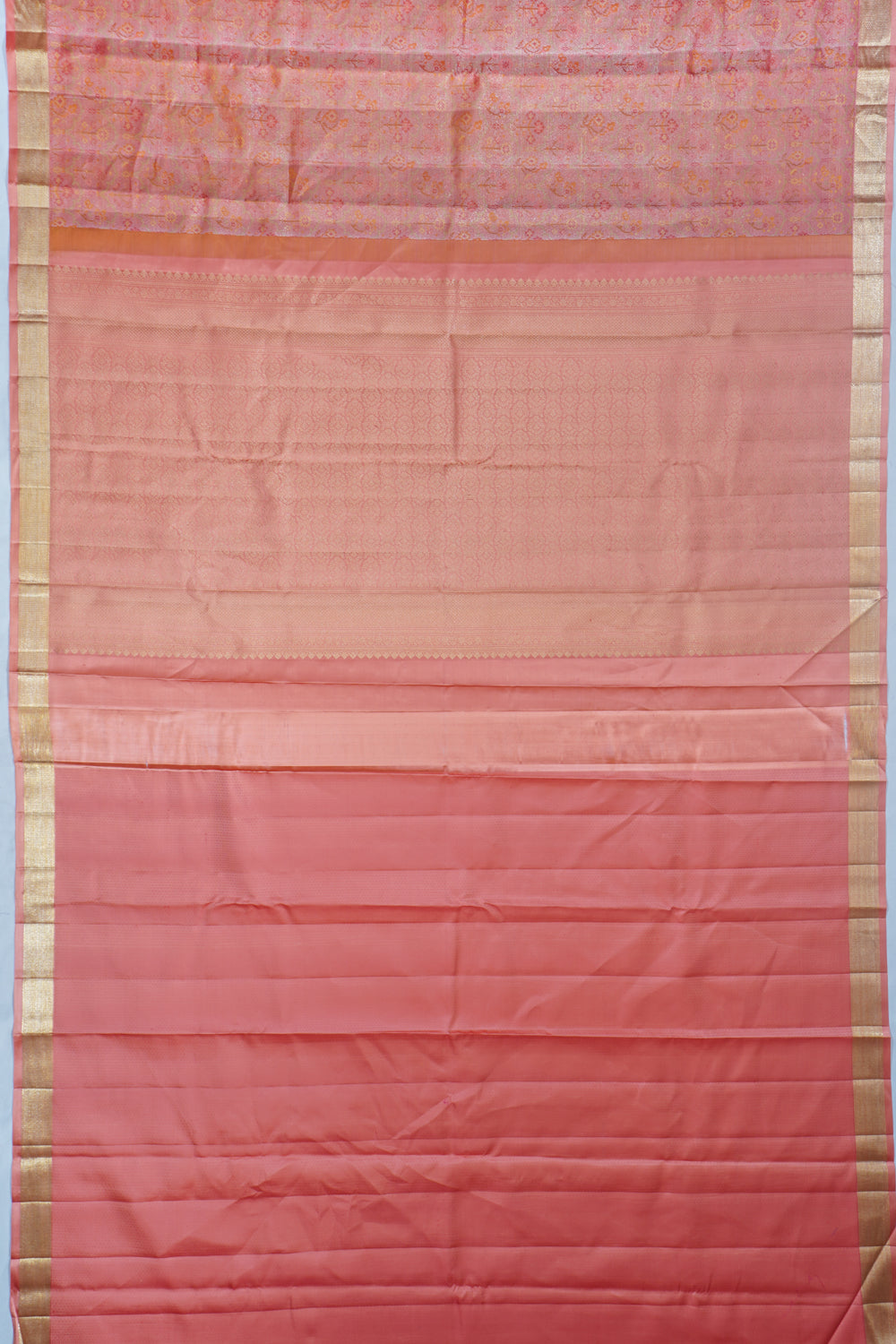 Kanchipuram Silk Tissue Brocade Pink Saree