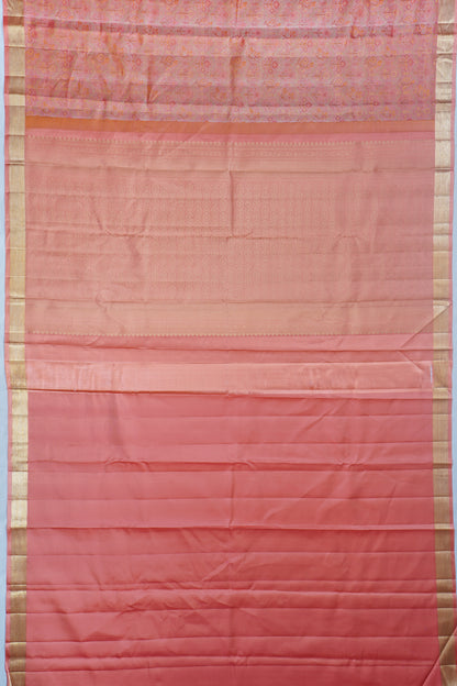 Kanchipuram Silk Tissue Brocade Pink Saree