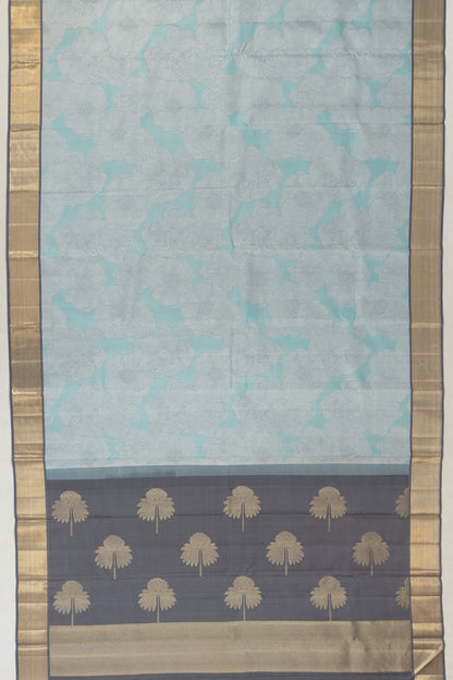 Kanchipuram Silk Tissue Powder Blue And Grey Saree