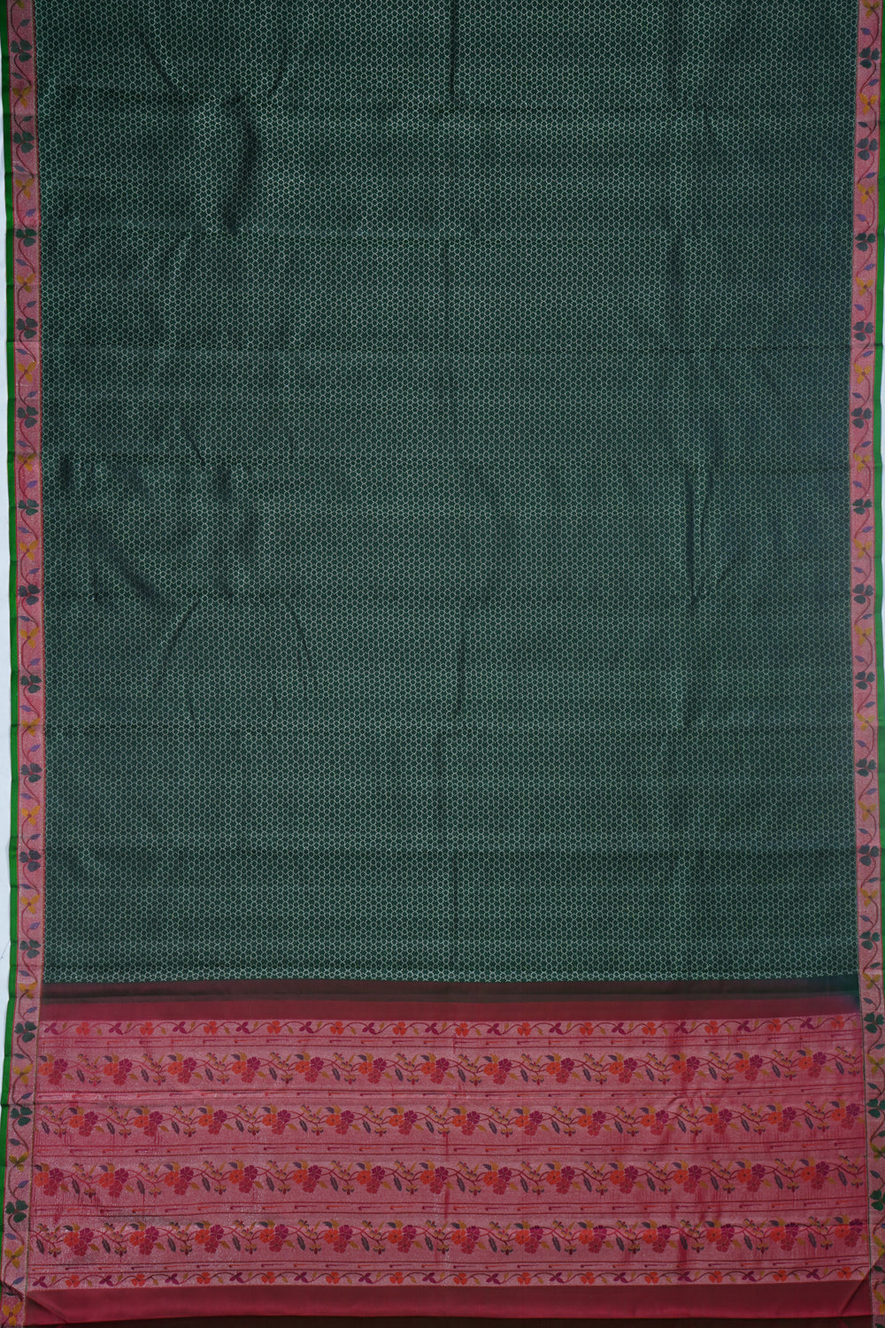 Kanchipuram Silk Brocade Bottle Green Saree