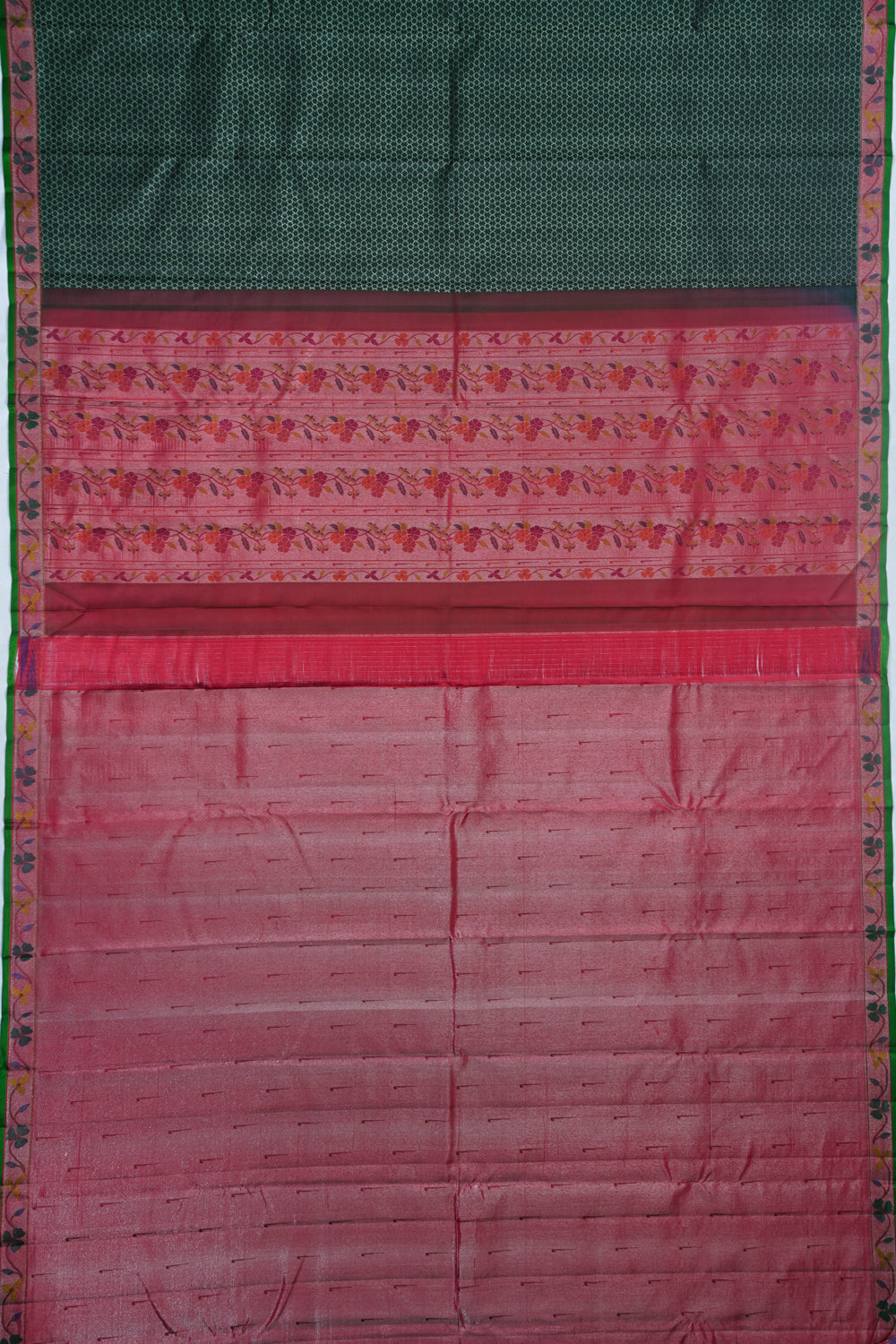 Kanchipuram Silk Brocade Bottle Green Saree