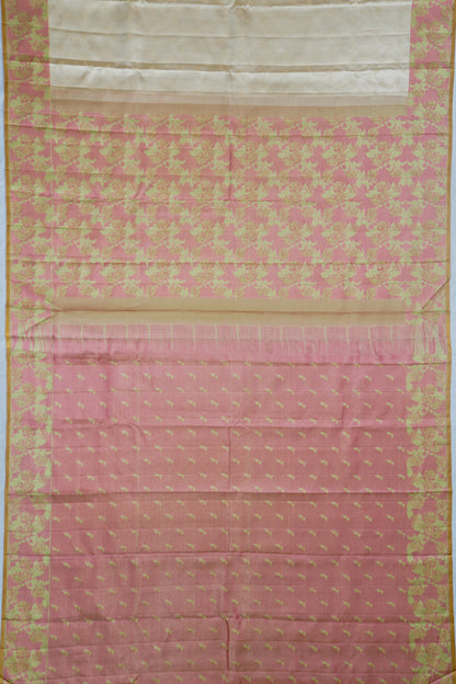 Kanchipuram Silk Jacquard Cream Saree