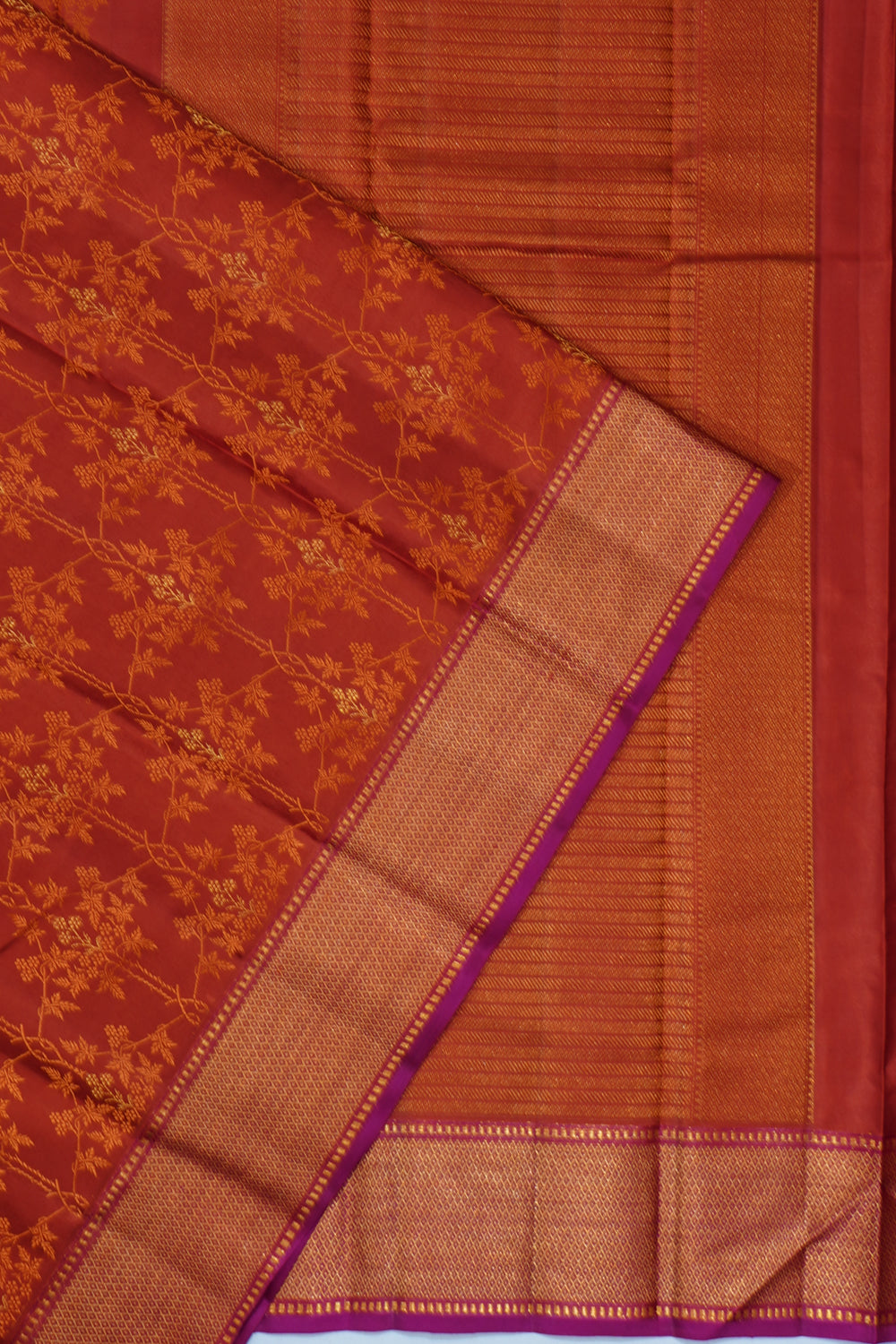 Kanchipuram Silk Jacquard Brown Saree