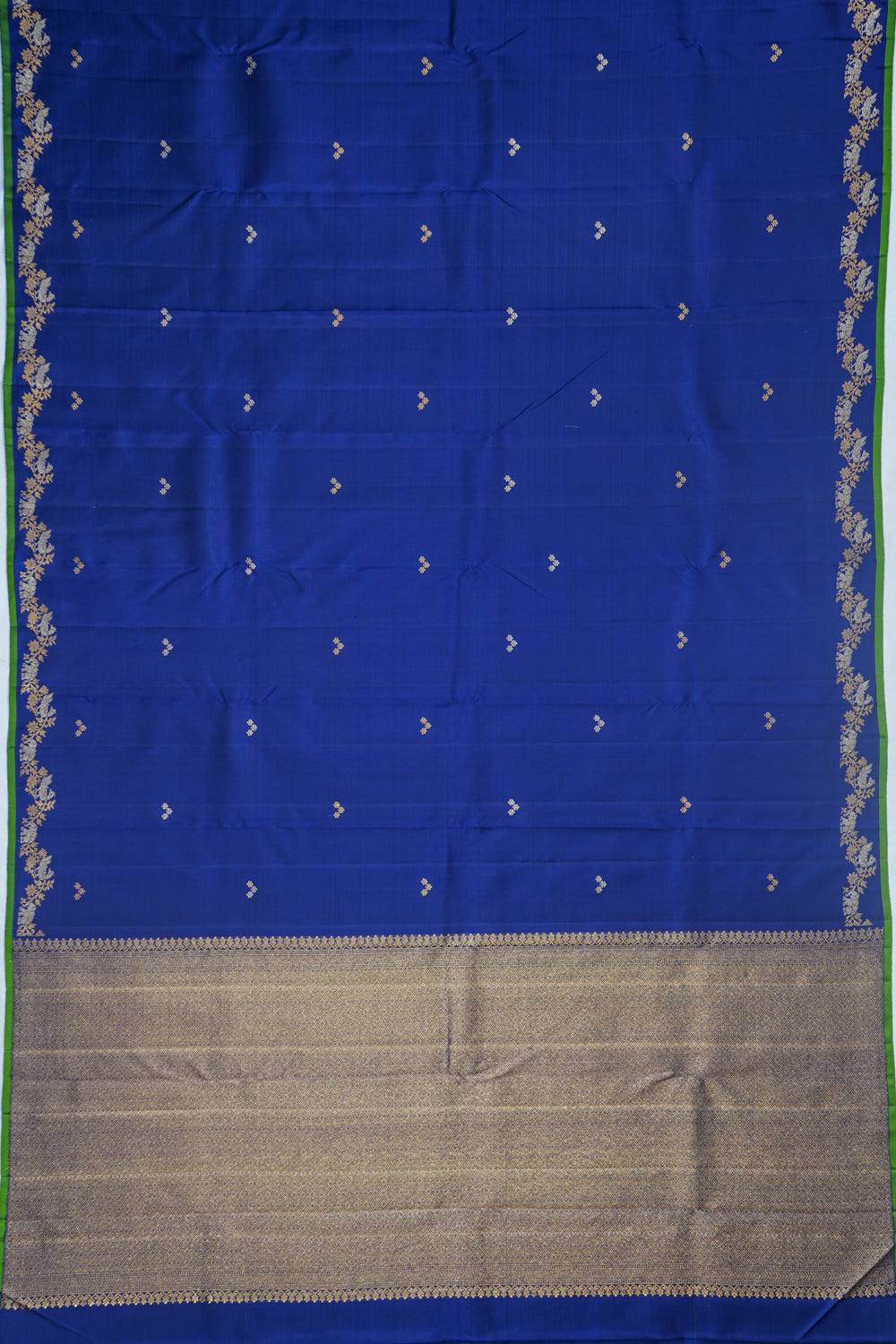 Classic Kanchipuram Silk Butta Dark Blue Saree With Tiny Border