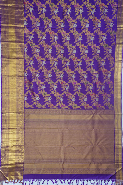 Kanchipuram Silk Jaal Violet Saree