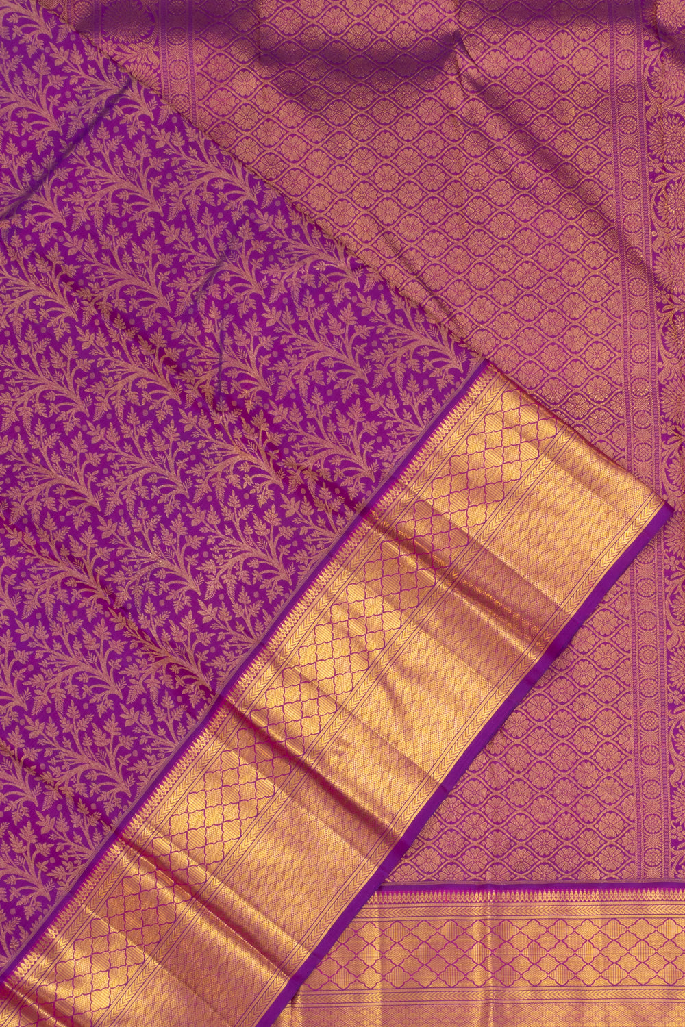 Kanchipuram Silk Brocade Purple Saree