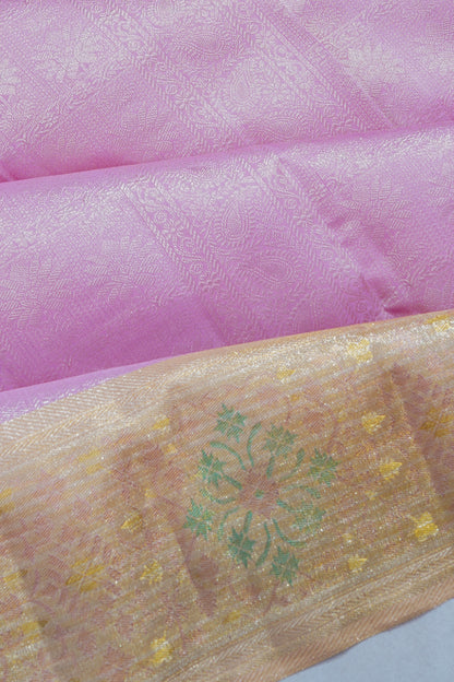 Kanchipuram Silk Brocade Baby Pink Saree