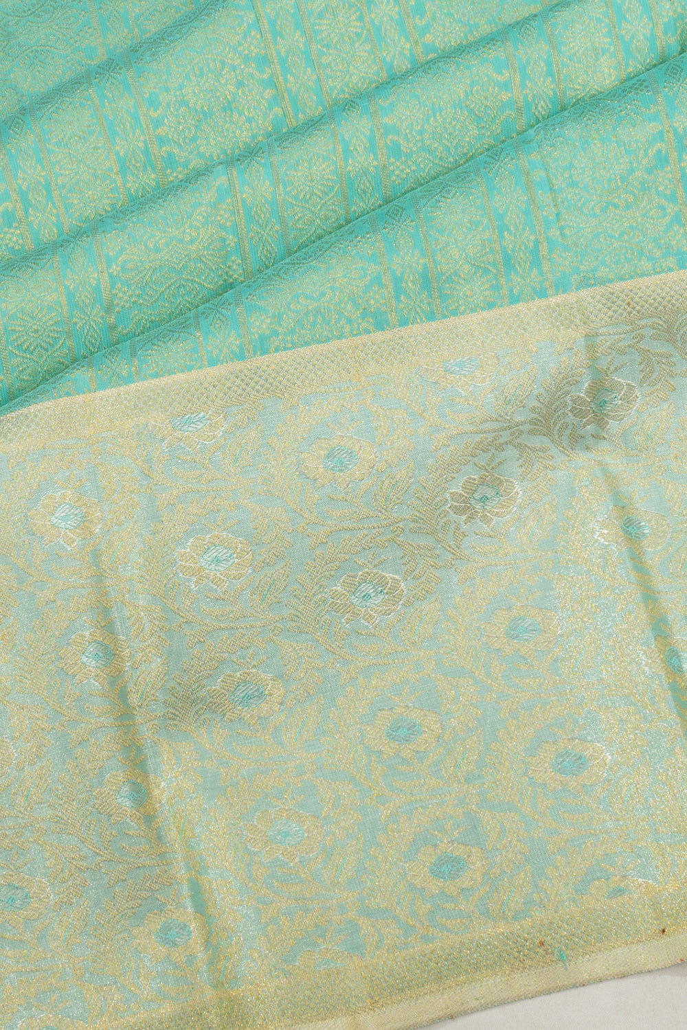 Kanchipuram Silk Brocade Sea Green Saree