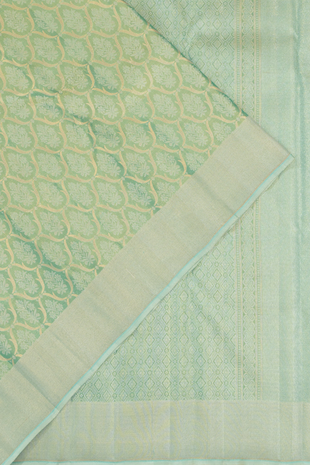 Kanchipuram Silk Tissue Brocade Sea Green Saree