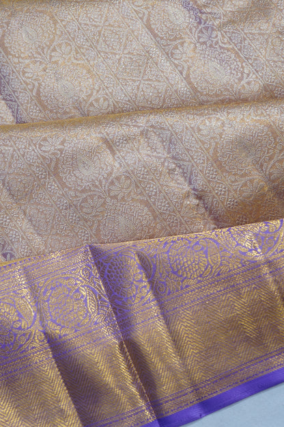 Kanchipuram Silk Tissue Brocade Lavender Saree