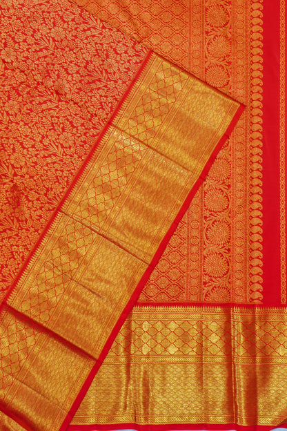 Kanchipuram Silk Brocade Red Saree