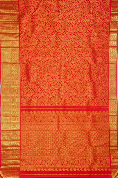 Kanchipuram Silk Brocade Red Saree