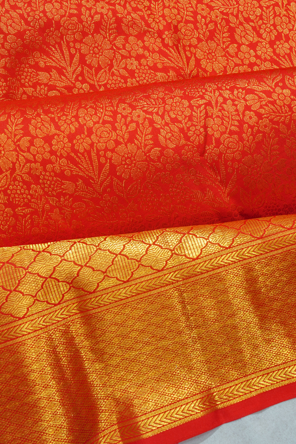 Kanchipuram Silk Brocade Red Saree