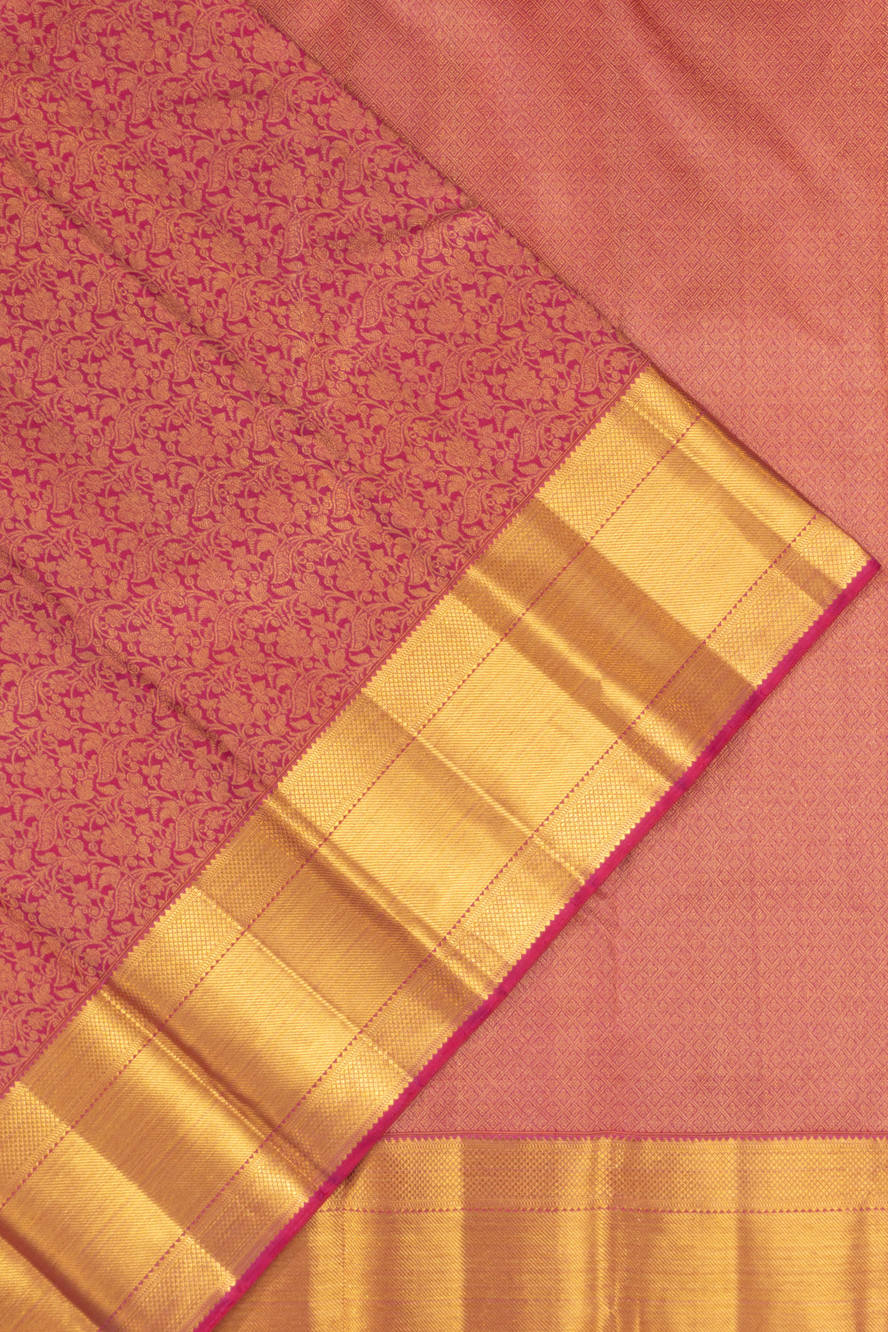 Kanchipuram Silk Brocade Pink Saree