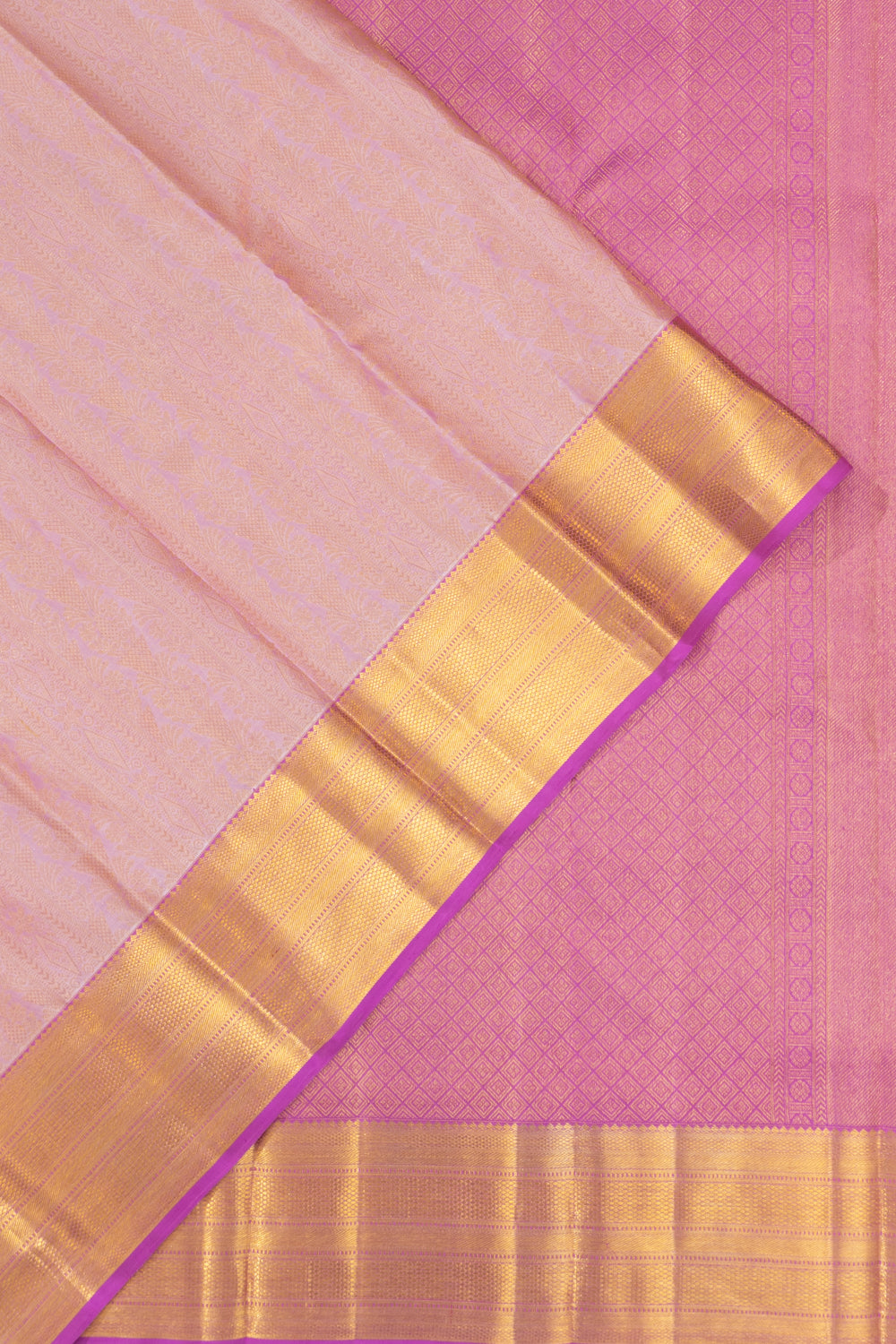 Kanchipuram Silk Brocade Baby Pink Saree