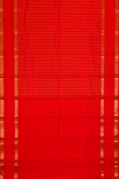 Taranga Kanchi Silk Checks Red Saree
