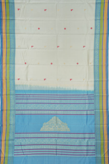 Classic Thread Kanchipuram Silk Butta White Saree