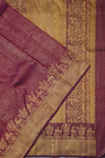 Kanchipuram Silk Tissue Plain Purple Saree