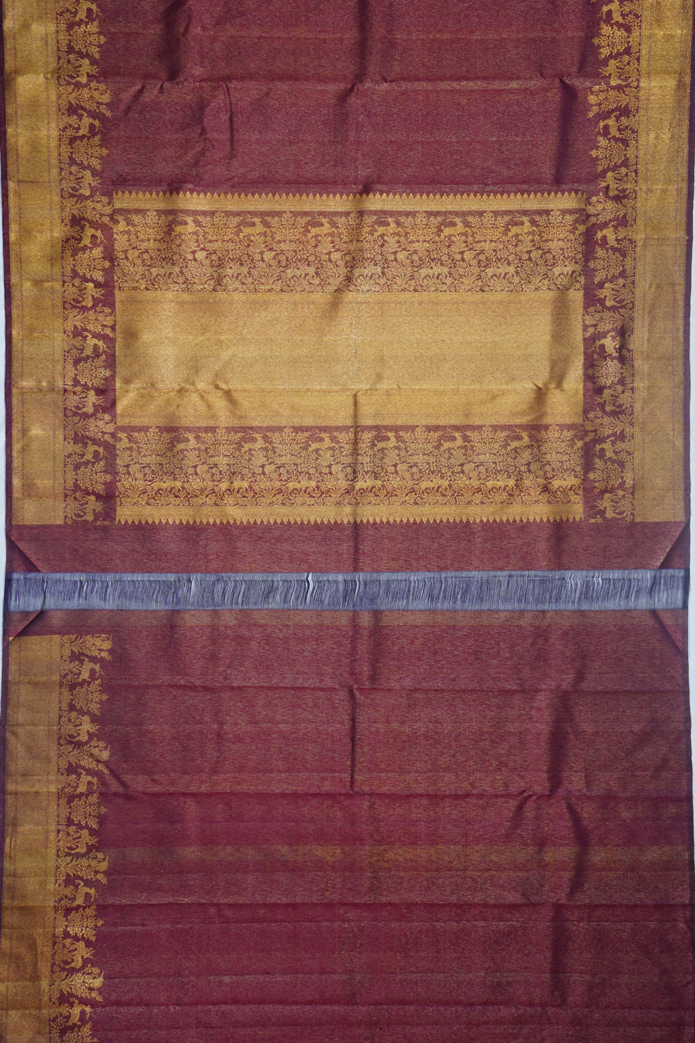 Kanchipuram Silk Tissue Plain Purple Saree