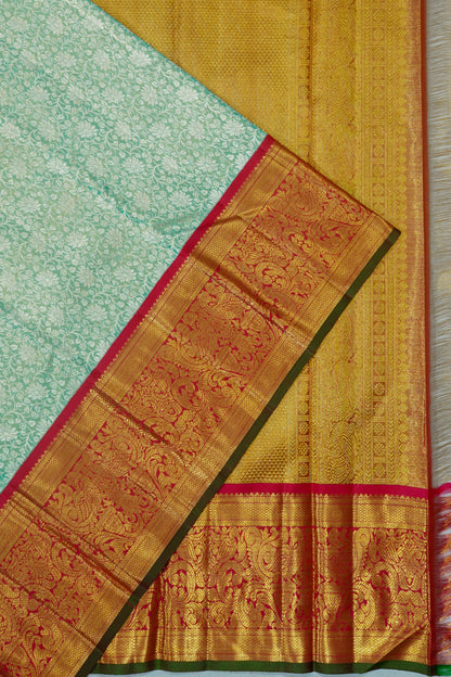 Kanchipuram Silk Tissue Brocade Sea Green Saree