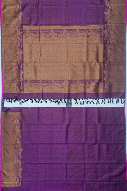 Kanchipuram Silk Tissue Plain Purple Saree