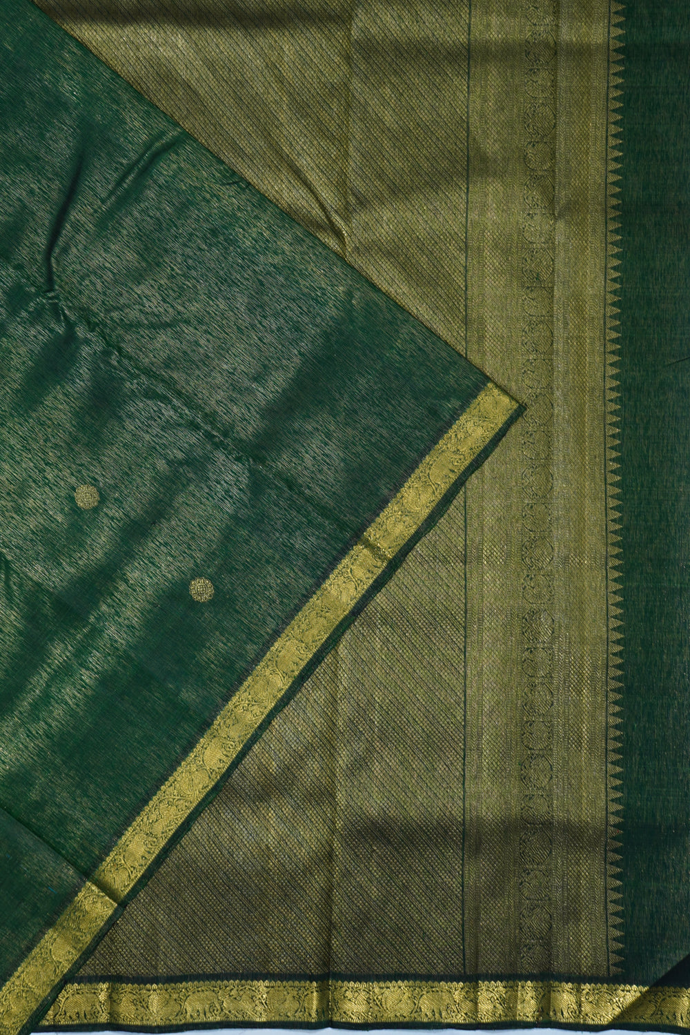 Kanchipuram Silk Tissue Butta Bottle Green Saree