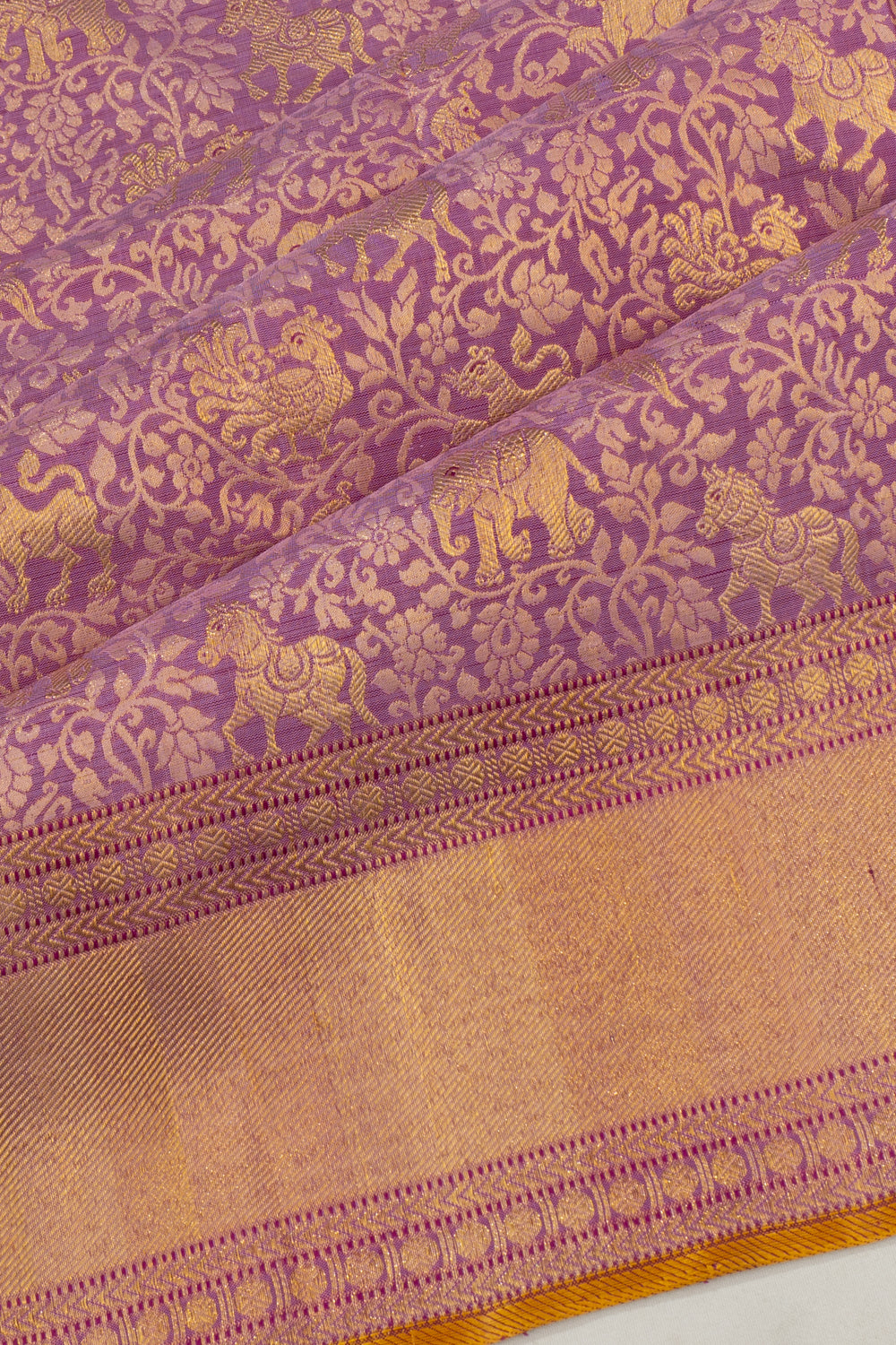 Kanchipuram Silk Vanasingaram Jaal Lavender Saree