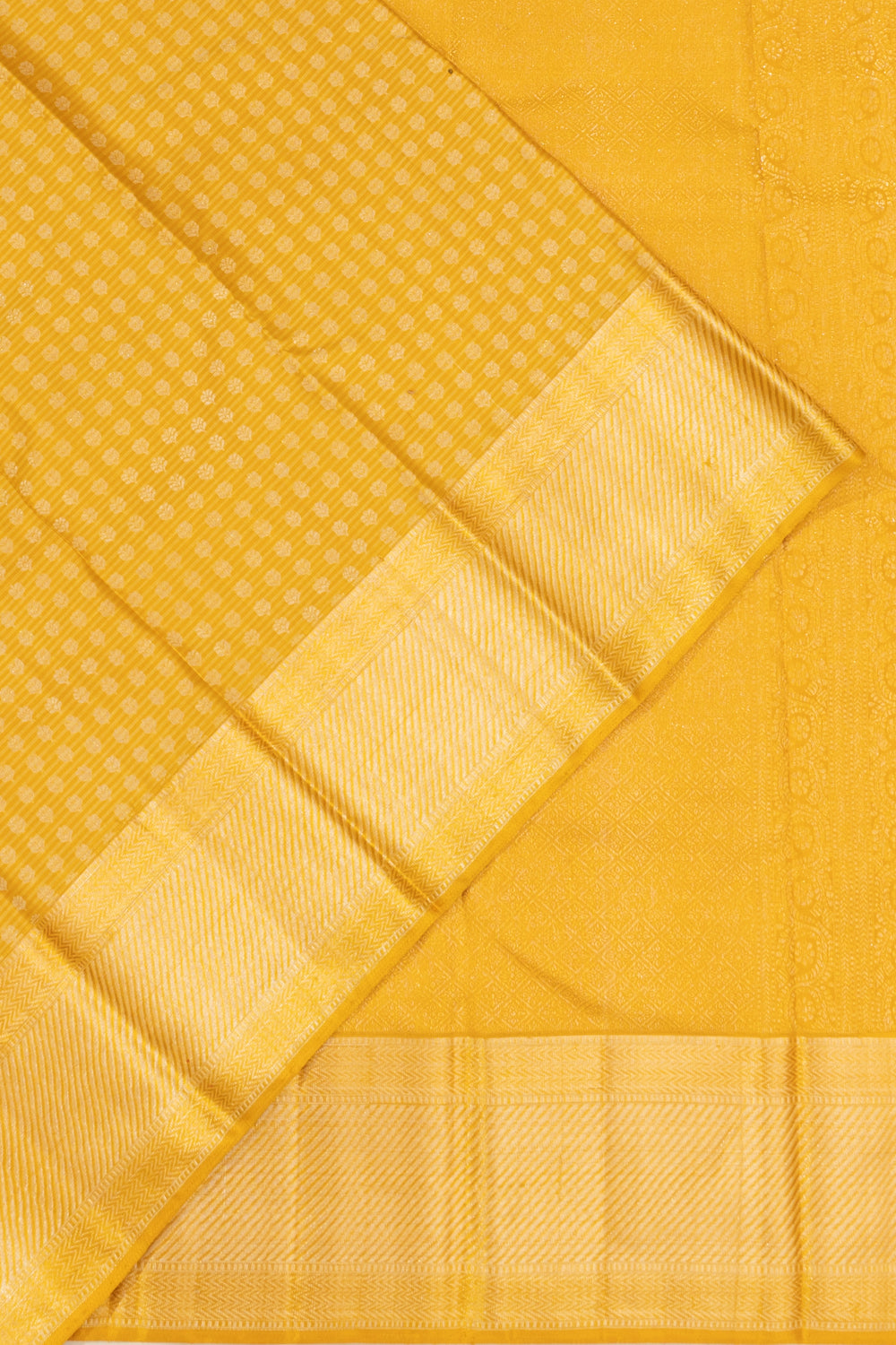 Classic Thread Kanchipuram Silk Brocade Yellow Saree