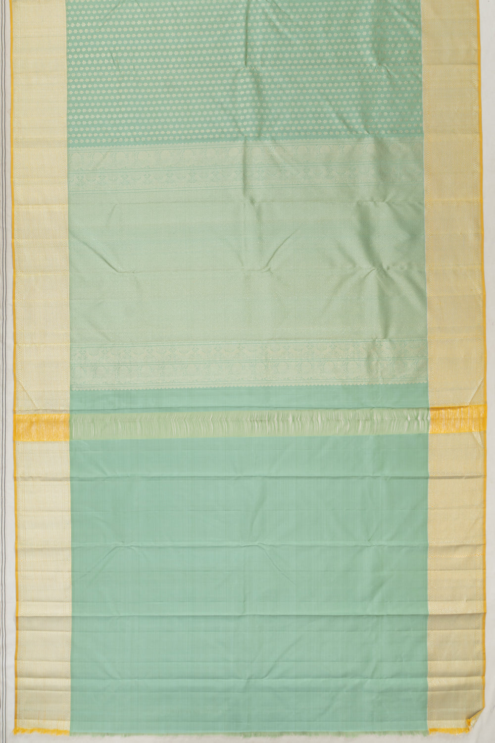 Classic Thread Kanchipuram Silk Brocade Pastel Green Saree