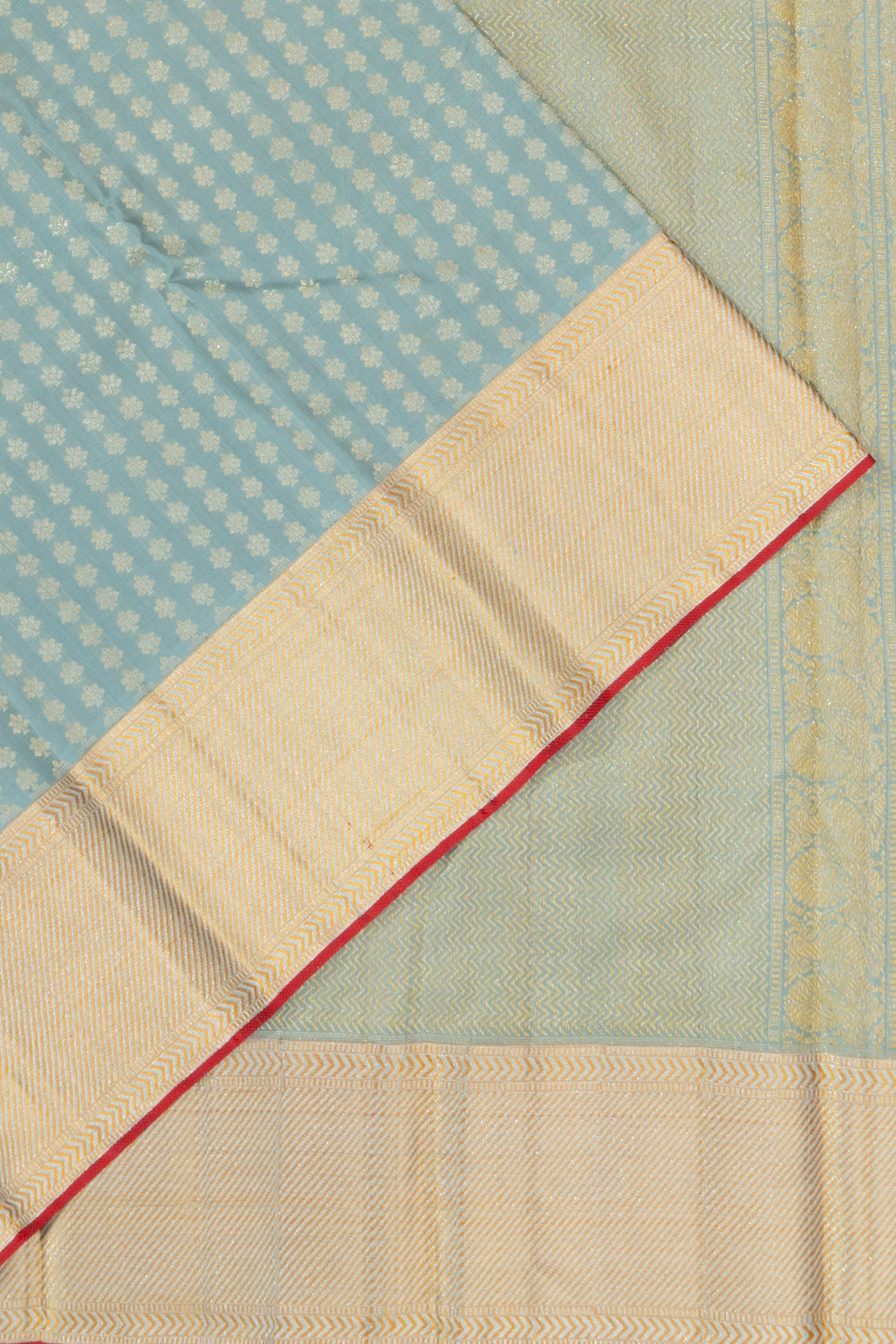 Classic Thread Kanchipuram Silk Brocade Powder Blue Saree