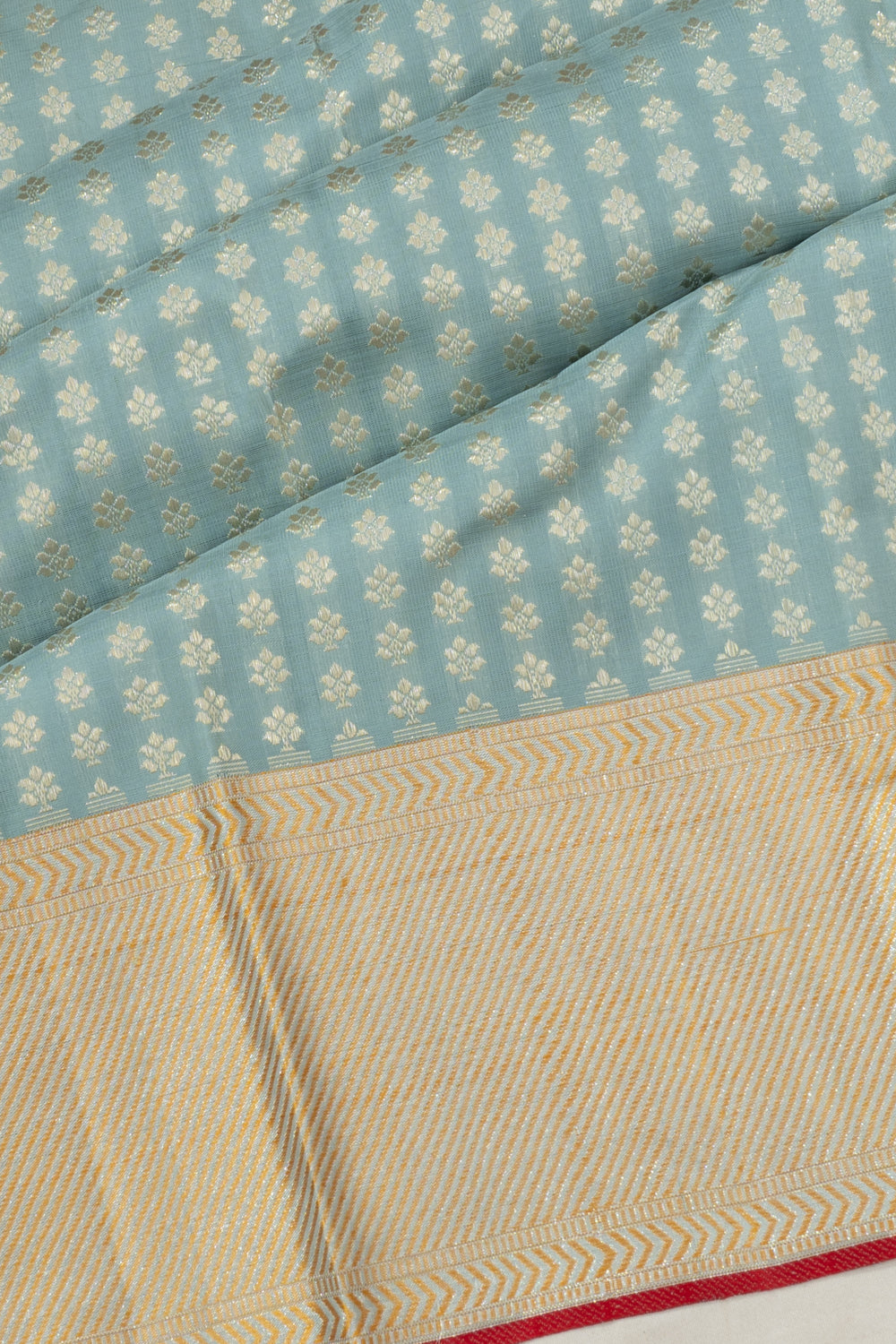 Classic Thread Kanchipuram Silk Brocade Powder Blue Saree