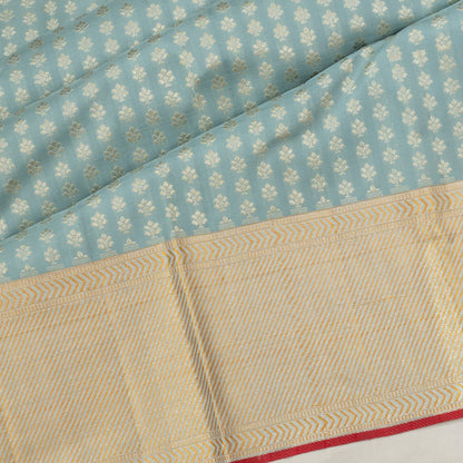 Classic Thread Kanchipuram Silk Brocade Powder Blue Saree