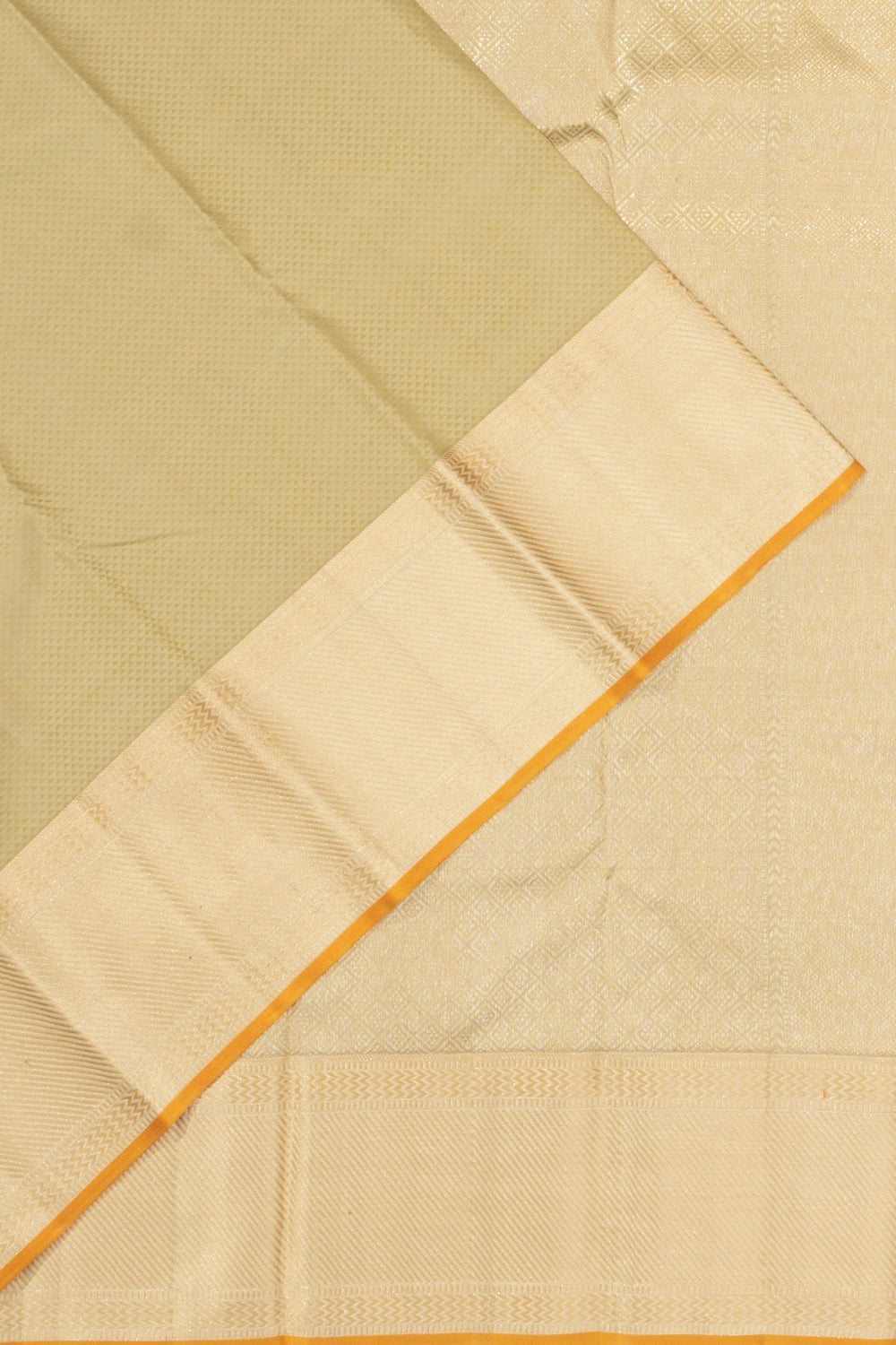 Classic Thread Kanchipuram Silk Geometrical Brocade Cream Saree