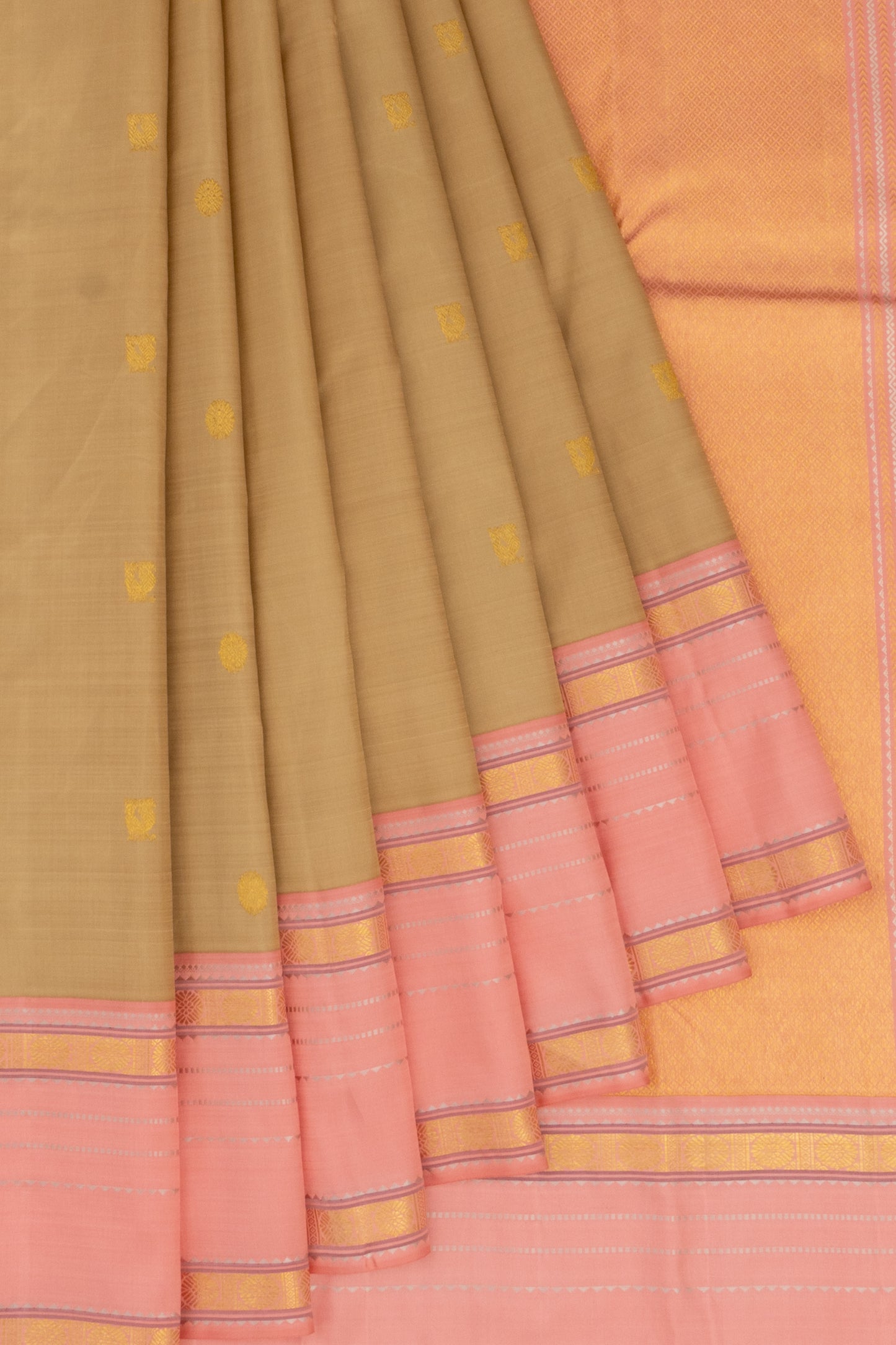 Classic Kanchipuram Silk Butta Beige Saree