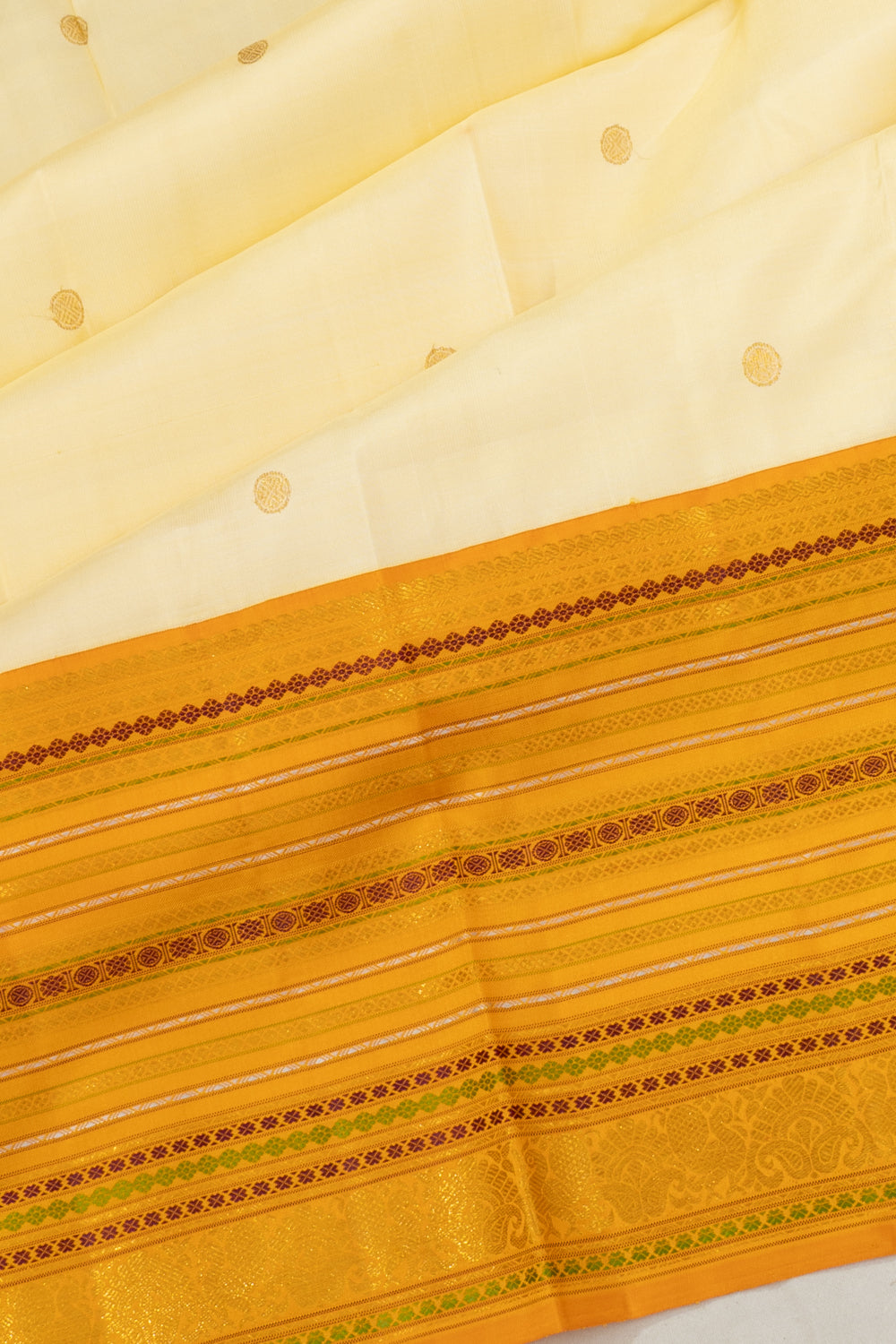 Vintage Kanchipuram Silk Butta Cream Saree