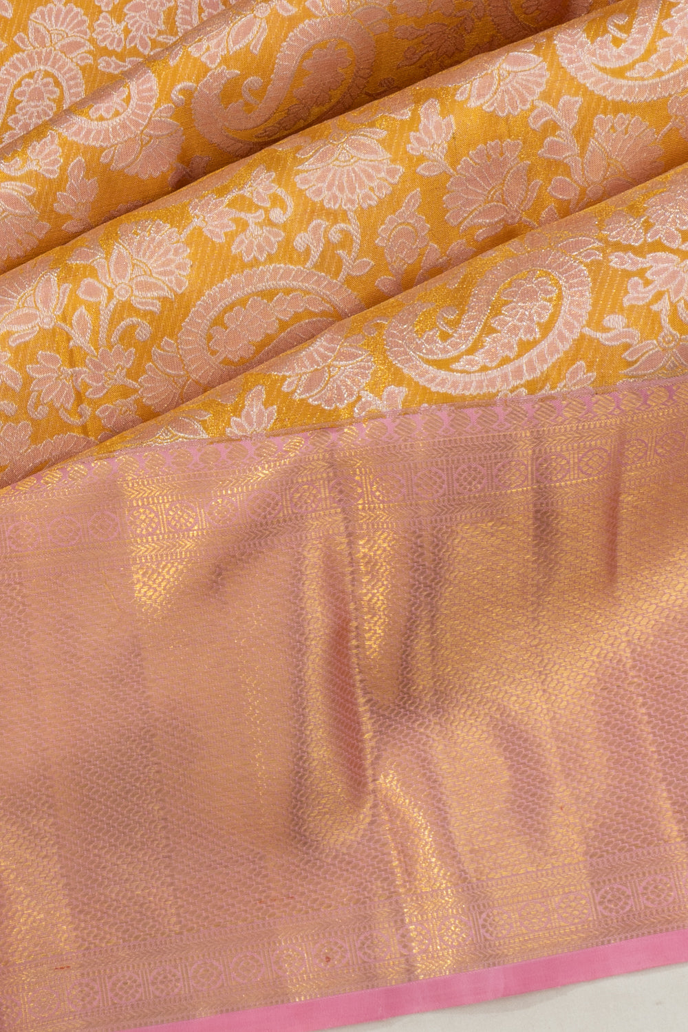 Kanchipuram Silk Tissue Brocade Gold Saree